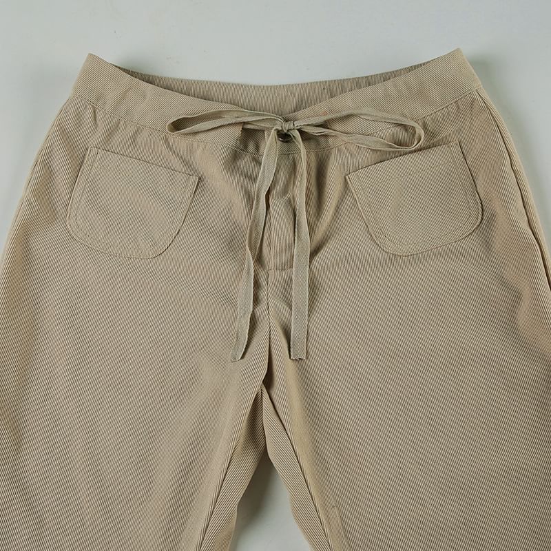 BrickBlack - Corduroy gebreide broek met lage taille en wijde pijpen