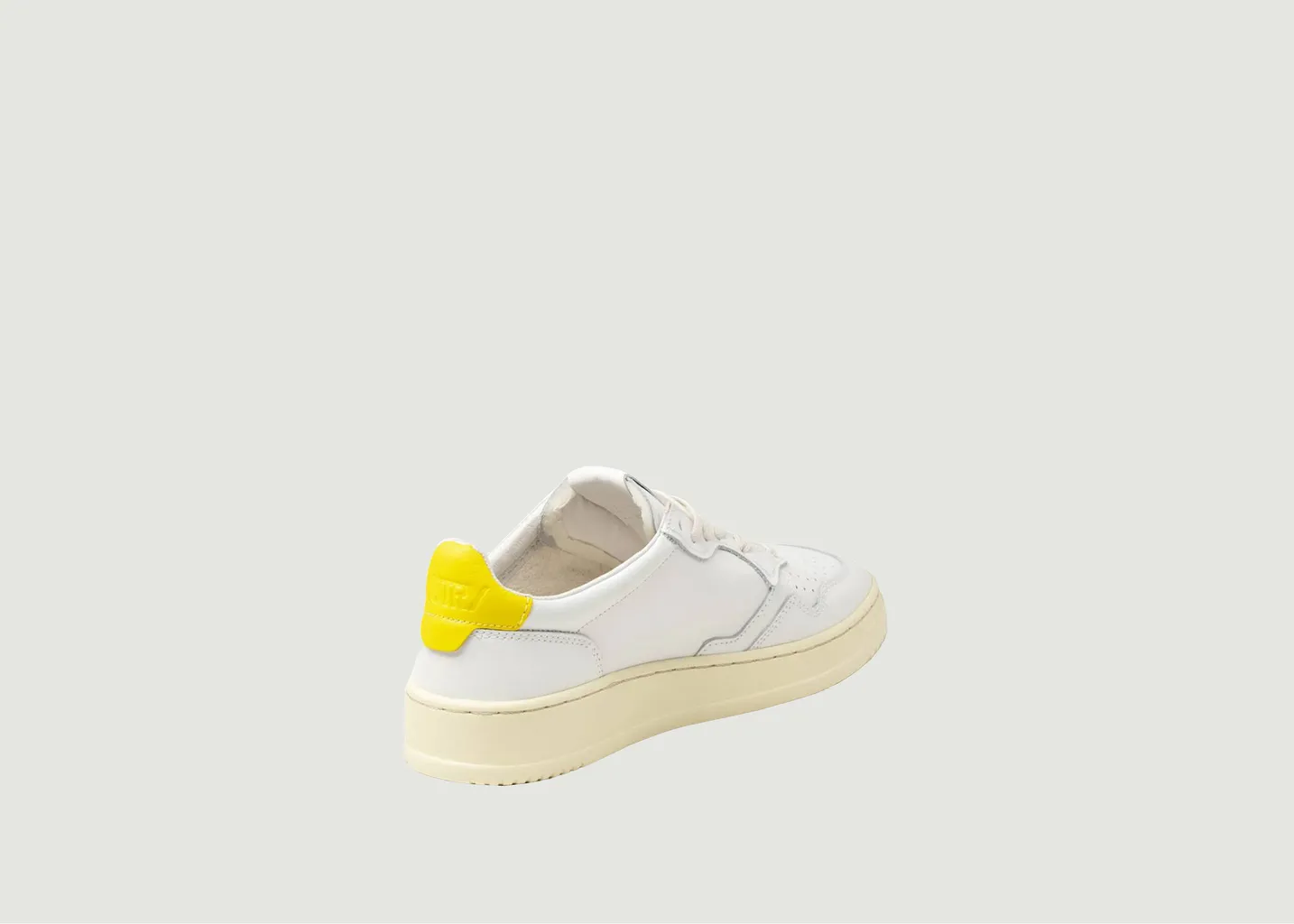 Baskets Medalist Low en cuir blanc et jaune AUTRY