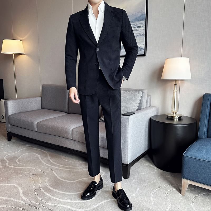 Blueforce - Set: Blazer met reverskraag en enkele rij knopen + pantalon met middelhoge taille