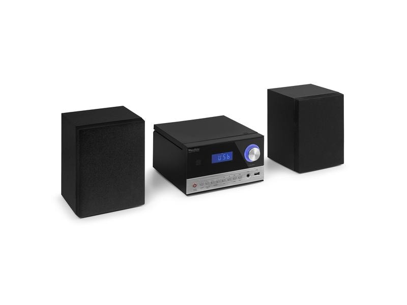 Audizio Micro-HiFi Anlage Toulon Schwarz/Silber Kompaktes Stereosystem mit zwei Bassreflexlautsprecher