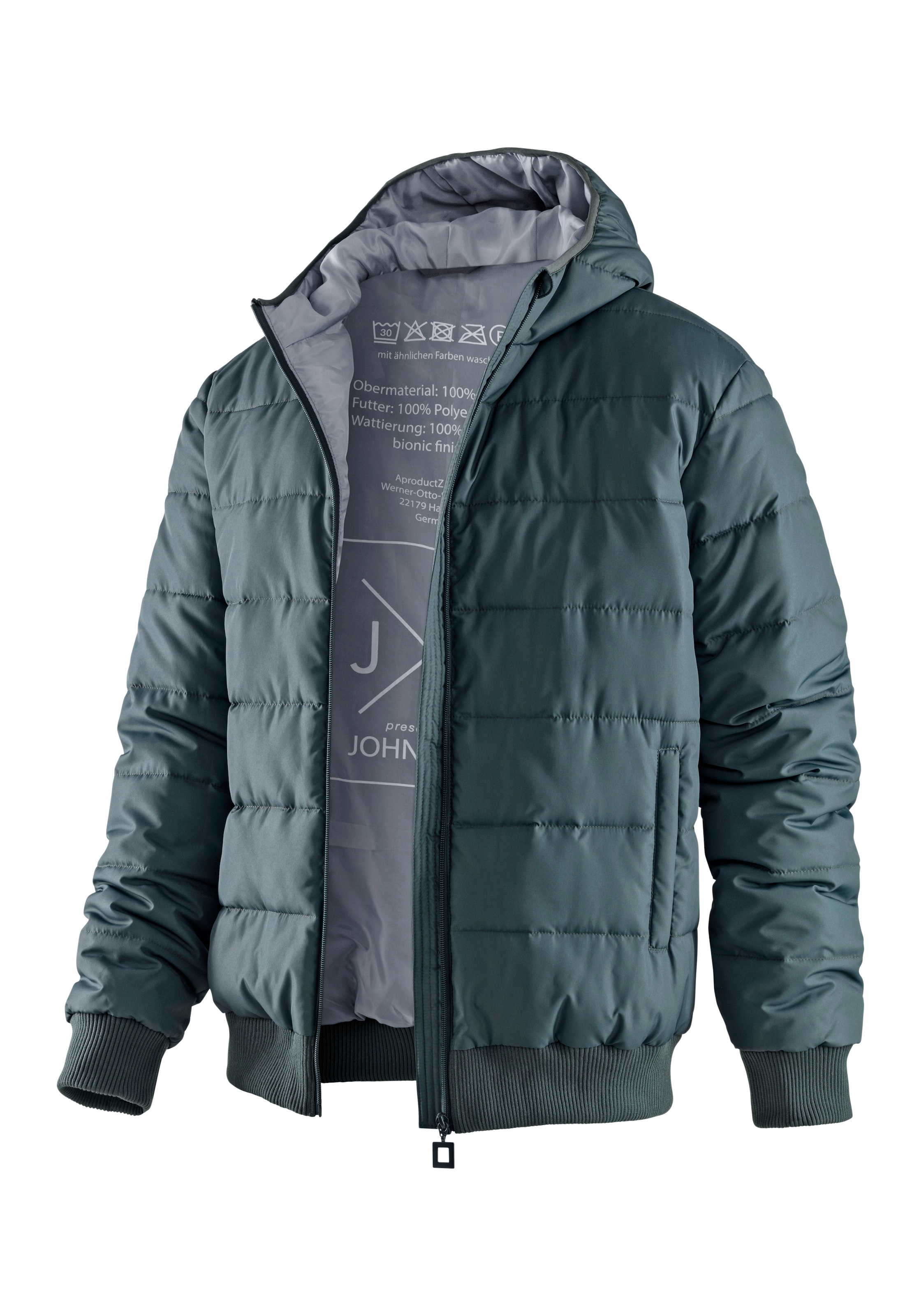 John Devin Steppjacke mit Kapuze Outdoorjacke mit Strickbündchen