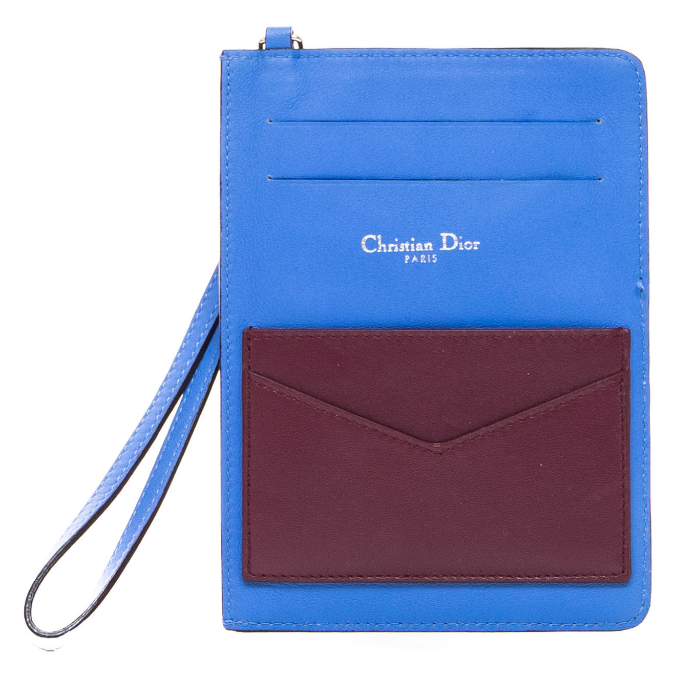 Dior Porte-cartes en Cuir bleu - Très bon état - 11x15 cm