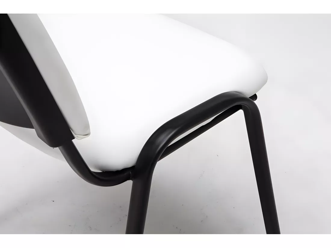 Chaise visiteur assise rembourrée blanche 53 x 53 x 83 cm BUR10068