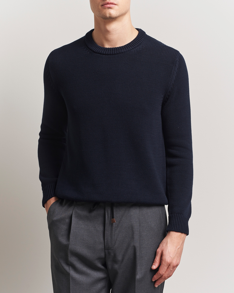Zanone Soft Cotton Crewneck Sweater Navy