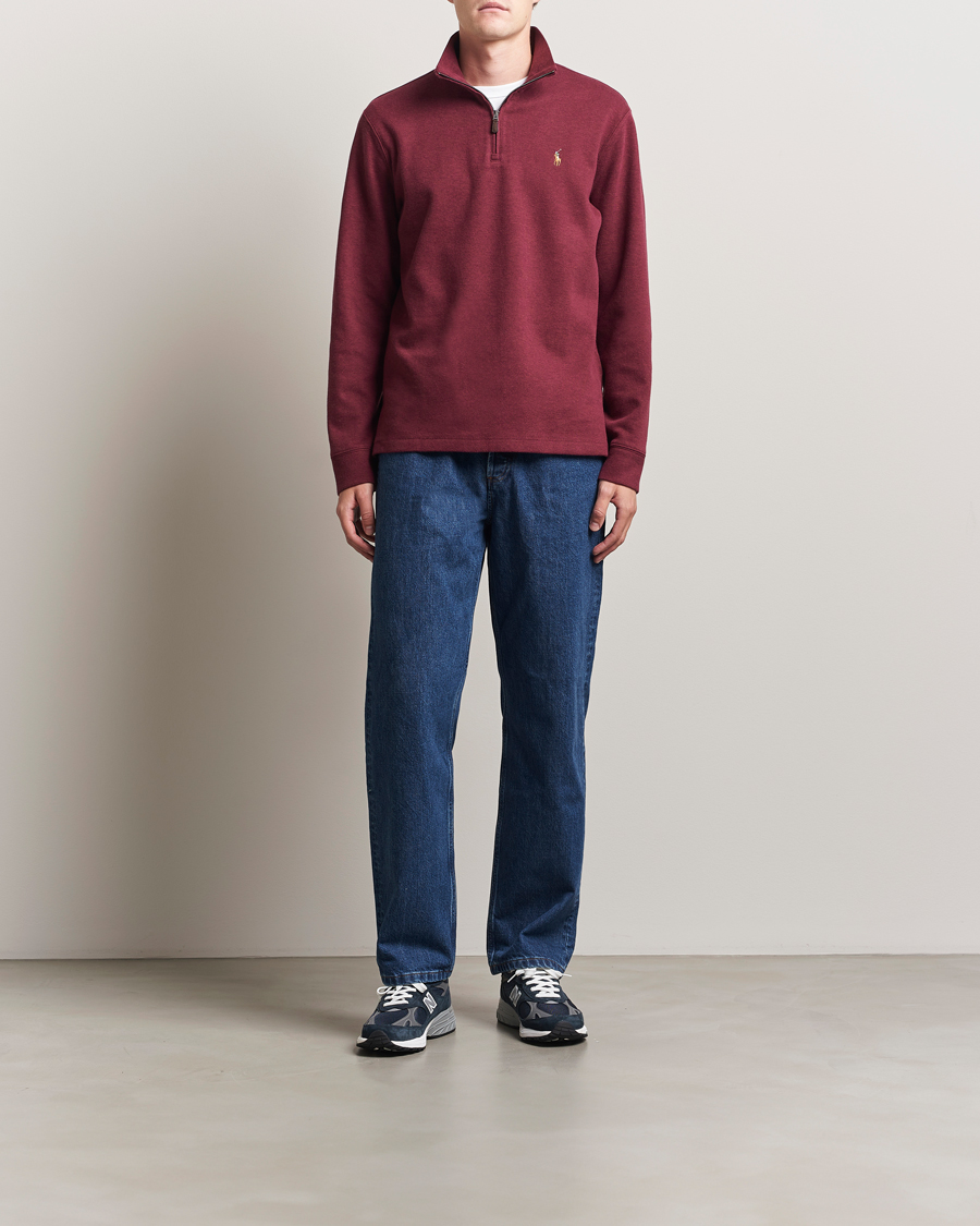 Polo Ralph Lauren Double Knit Jaquard Half Zip Sweater Wine Heather