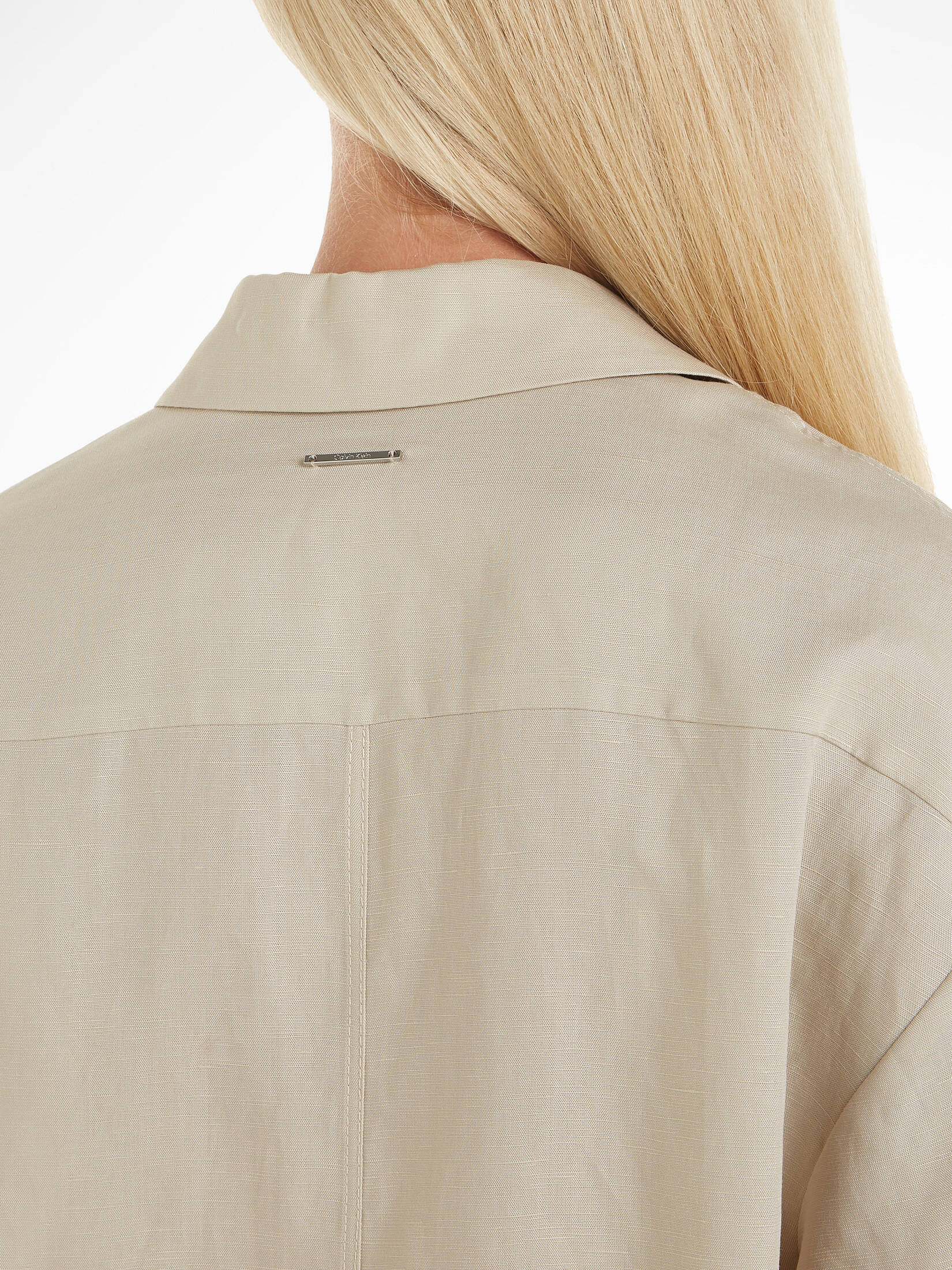 CALVIN KLEIN| Damen Hemdblusenkleid mit Leinen Relaxed Fit