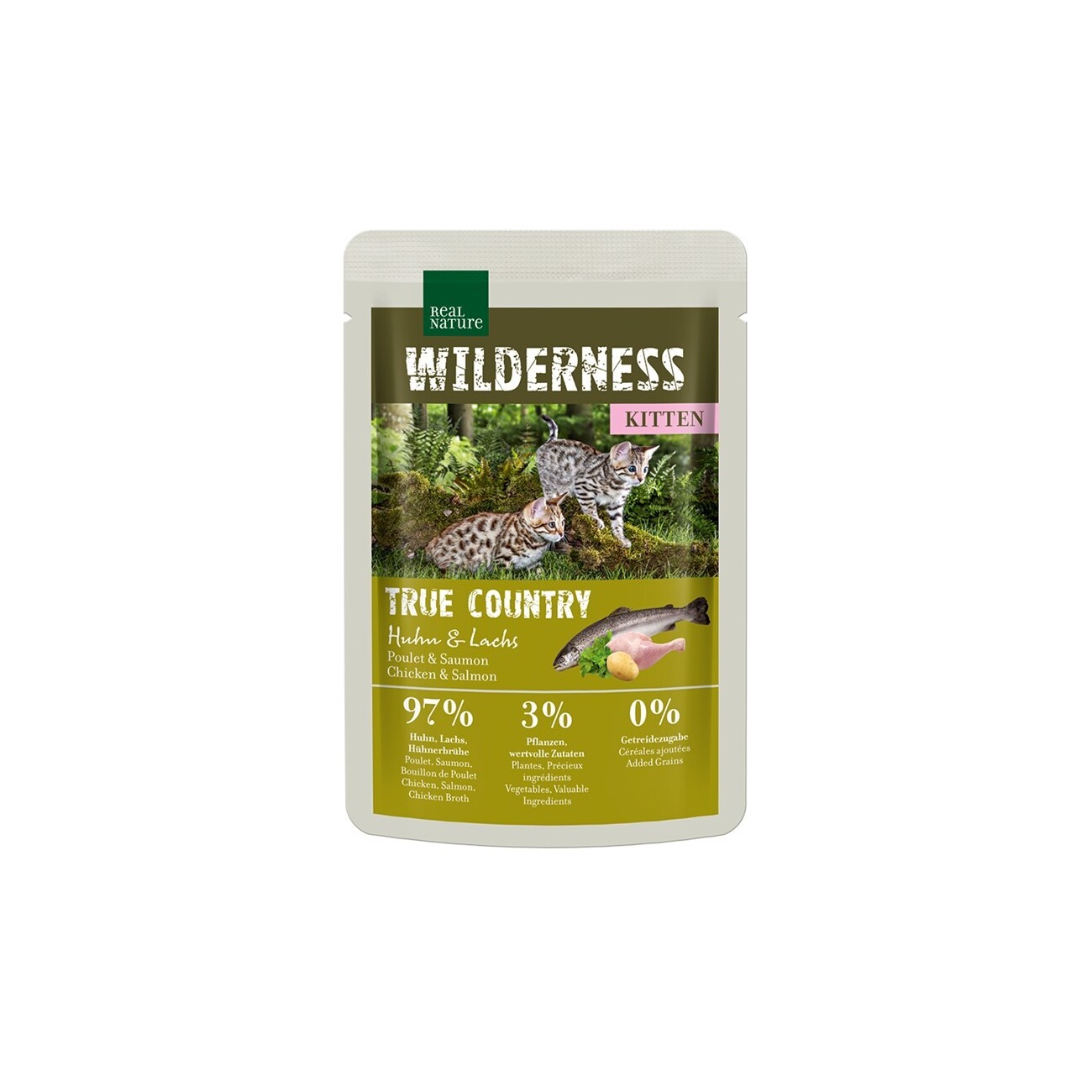 REAL NATURE WILDERNESS Nassfutter Katze, Kitten 12x85 g True Country, Huhn und Lachs