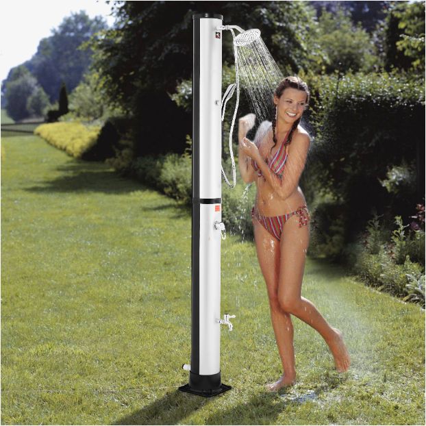 Solardusche 40 L mit Thermometer, Handbrause & Bodenelement Anthrazit