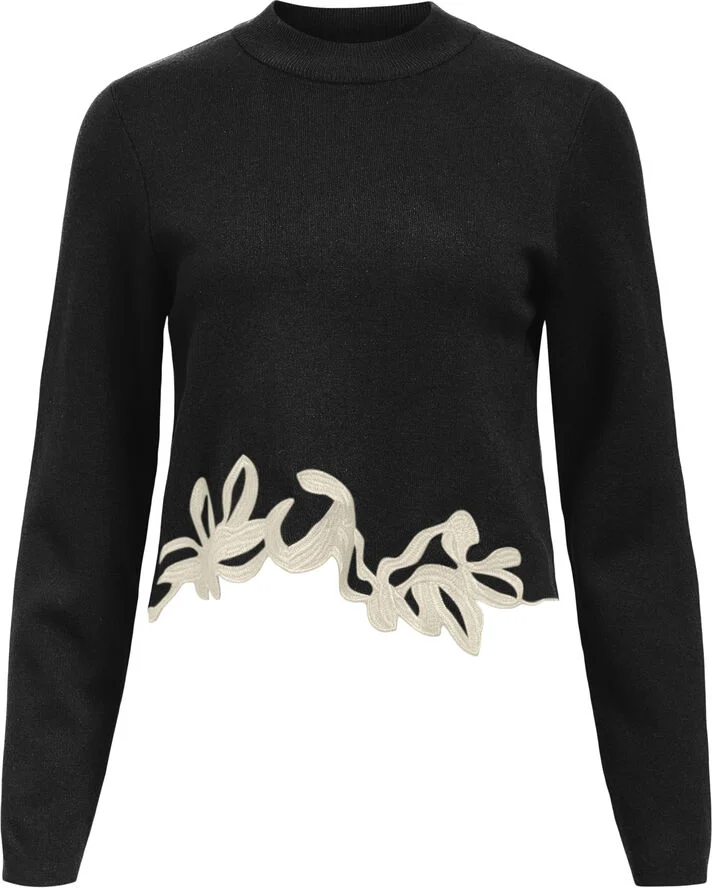 Object OBJEDISON KNIT RE L/S PULLOVER 136 Black/sandshell