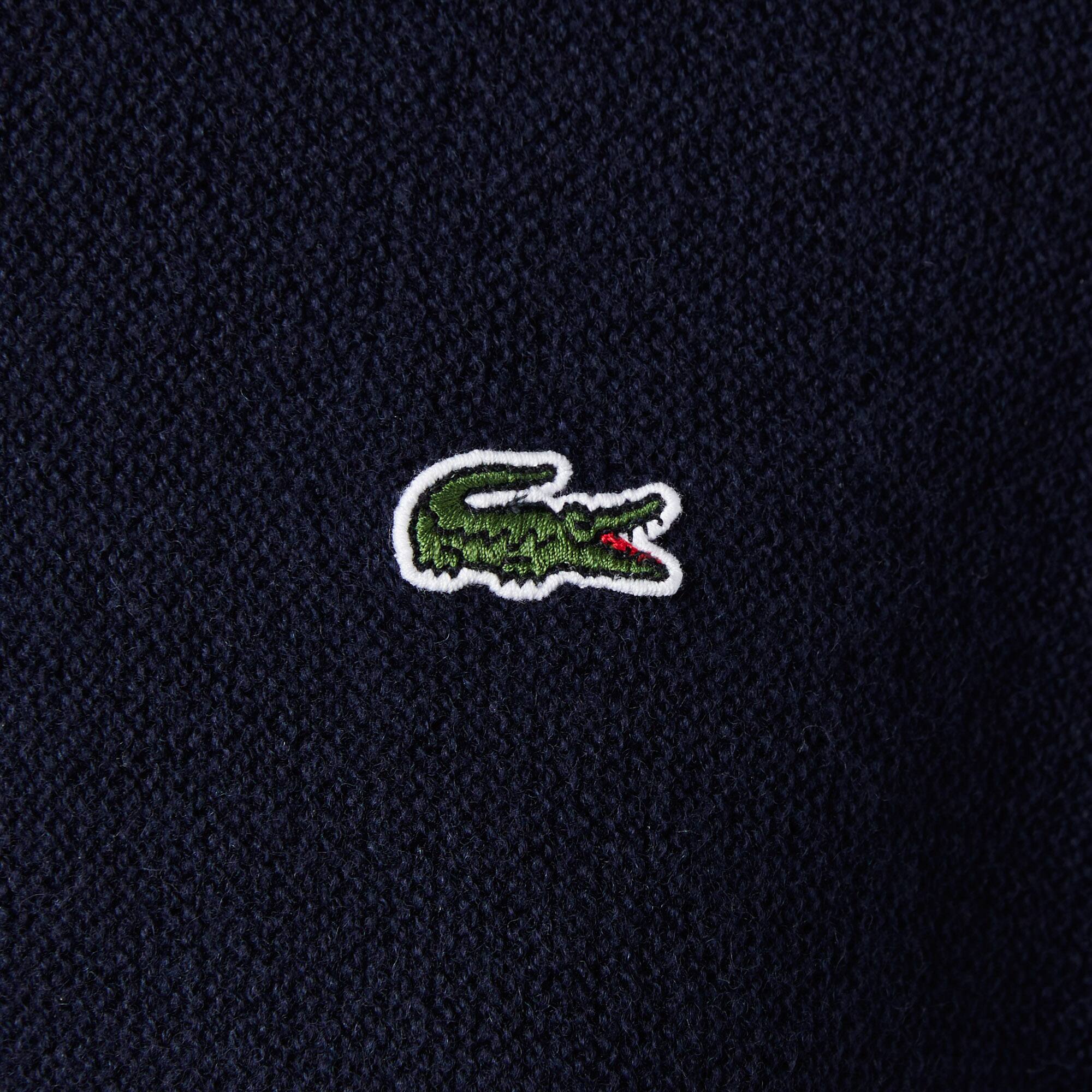 Pull Lacoste femme col montant en laine Pullovers - Bleu - Lacoste - Femme