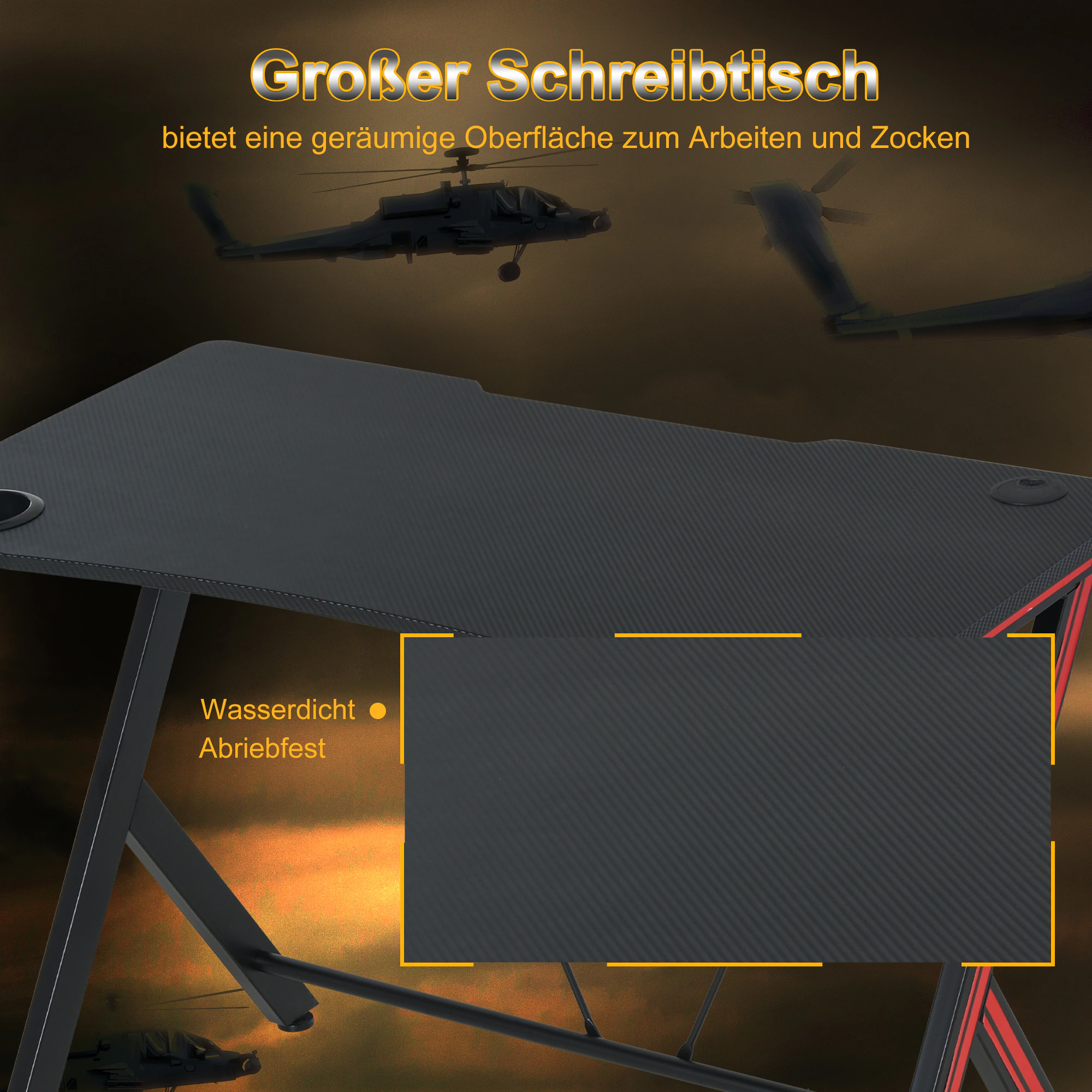 HOMCOM Gamingtisch mit Headset-Haken und Getränkehalter schwarz 105 x 55 x 75 cm (LxBxH)