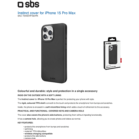 SBS iPhone 15 Pro Max cover - sort