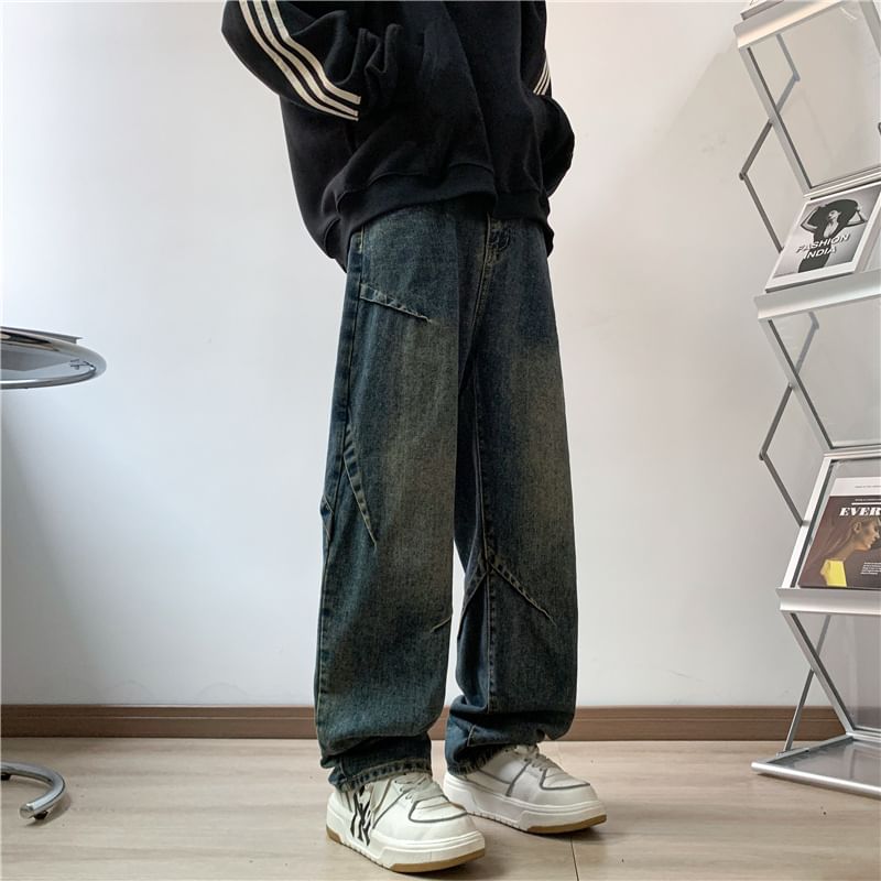 Plummie - Mid Rise Washed Straight Leg Jeans