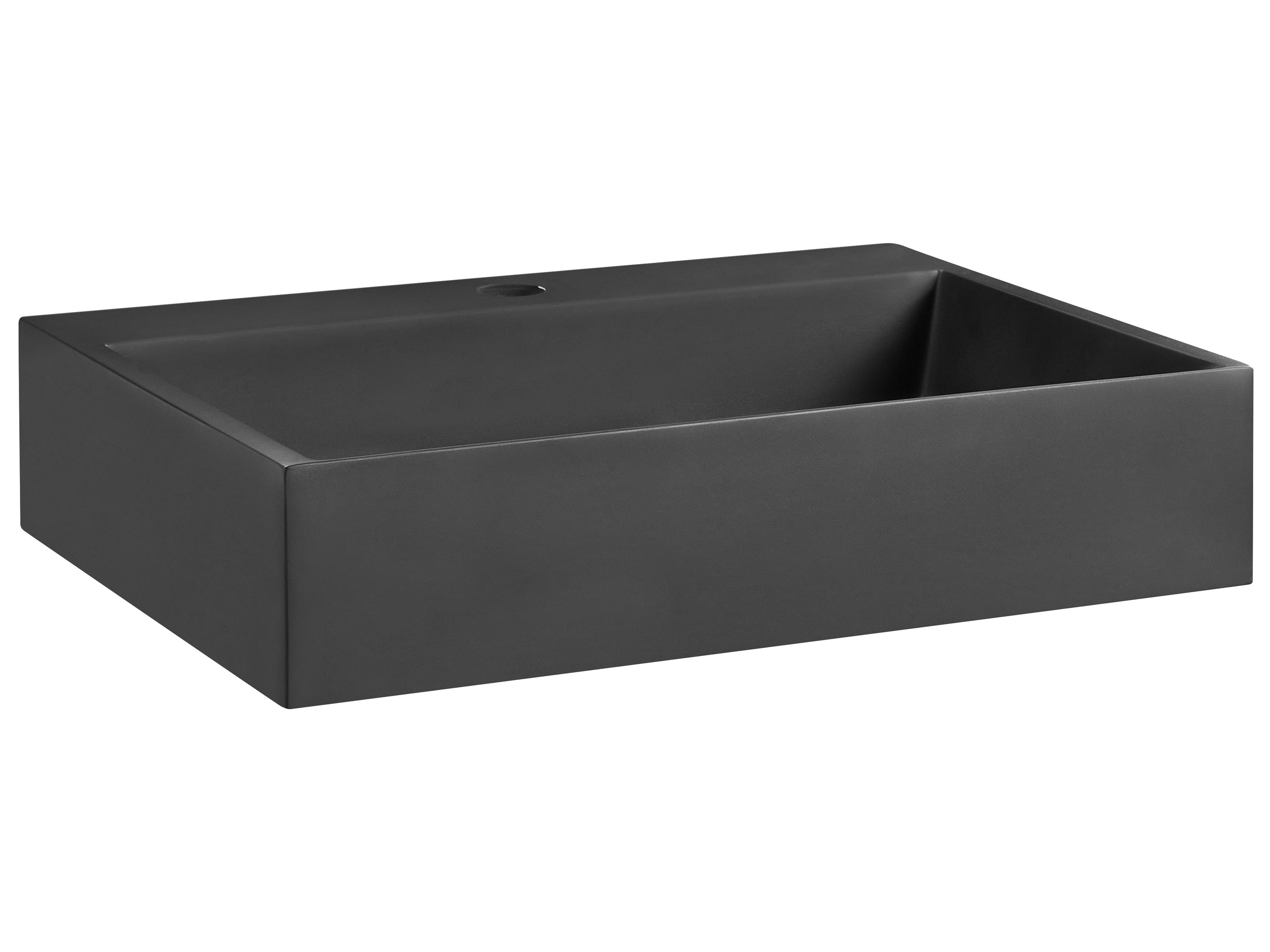 Wandgemonteerde wastafel QUENKO 50 x 38 cm Mineraal gietwerk Zwart