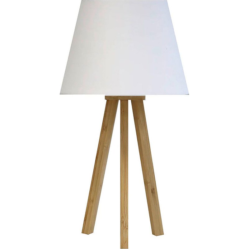 Lampe de bureau Led Unilux avec abat jours sur trépied en bambou katy blanc bambou