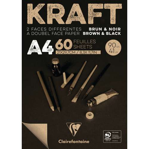 Clairefontaine KRAFT Papierblock, braun / schwarz