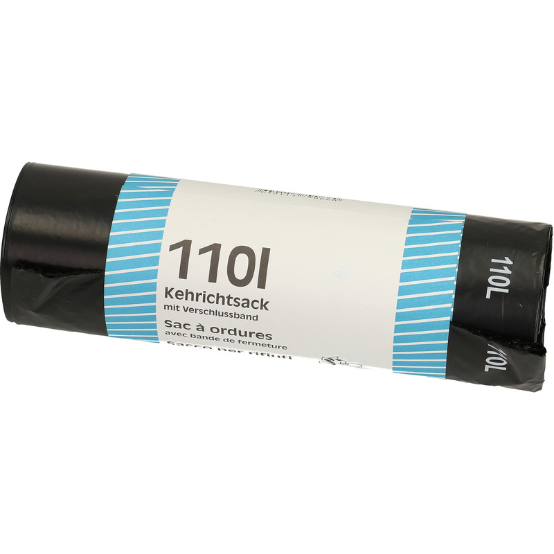 Flexiplast Abfallsäcke mit Verschlussband, 110 l, 355 x 110 x 345 mm, 10 Stück