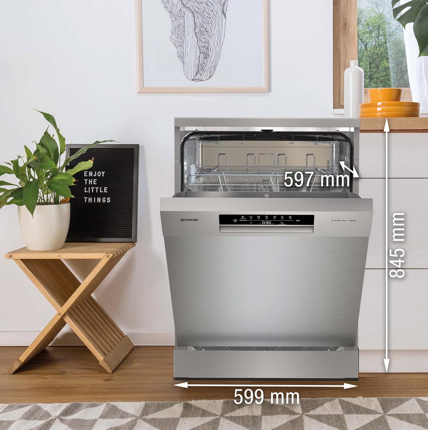 Gorenje GS642E90X Freistehender Geschirrspüler, 60 cm, 13 Maßgedecke, Total AquaStop, vollständiger Überlaufschutz, Hygiene Programm, SpeedWash Funktion, Selbstreinigung, UltraClean Besteckkorb