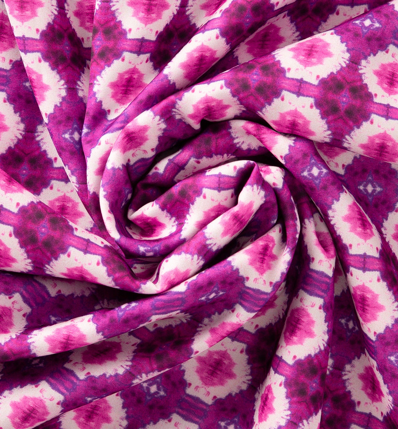 Coupon 2 m satin de polyester - Imprimé rose