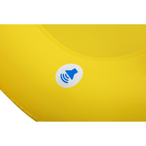 Barco inflável em forma de pato Bestway para crianças, amarelo, 111x98x51 cm, com sons divertidos.