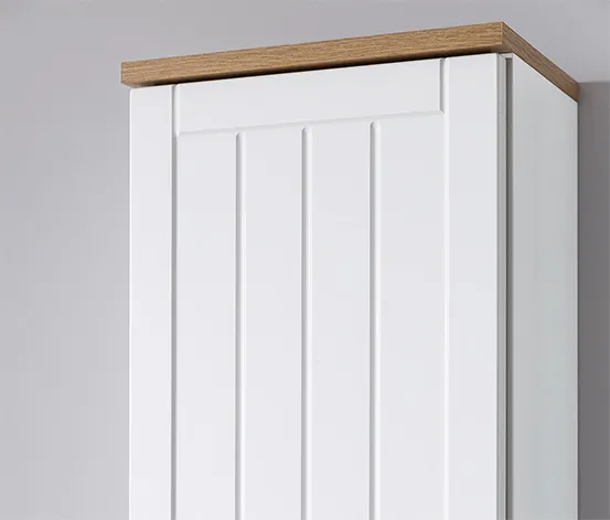 Hochschrank »Jelda«, matt weiß und Eiche-Dekor