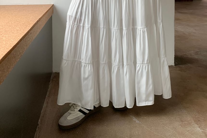 ZENME - Hoge taille effen maxi A-lijn rok