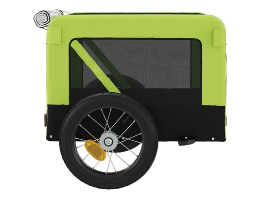 VIDAXL - Remorque de vélo pour chien vert et noir tissu oxford et fer