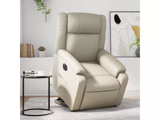 Fauteuil inclinable électrique crème similicuir