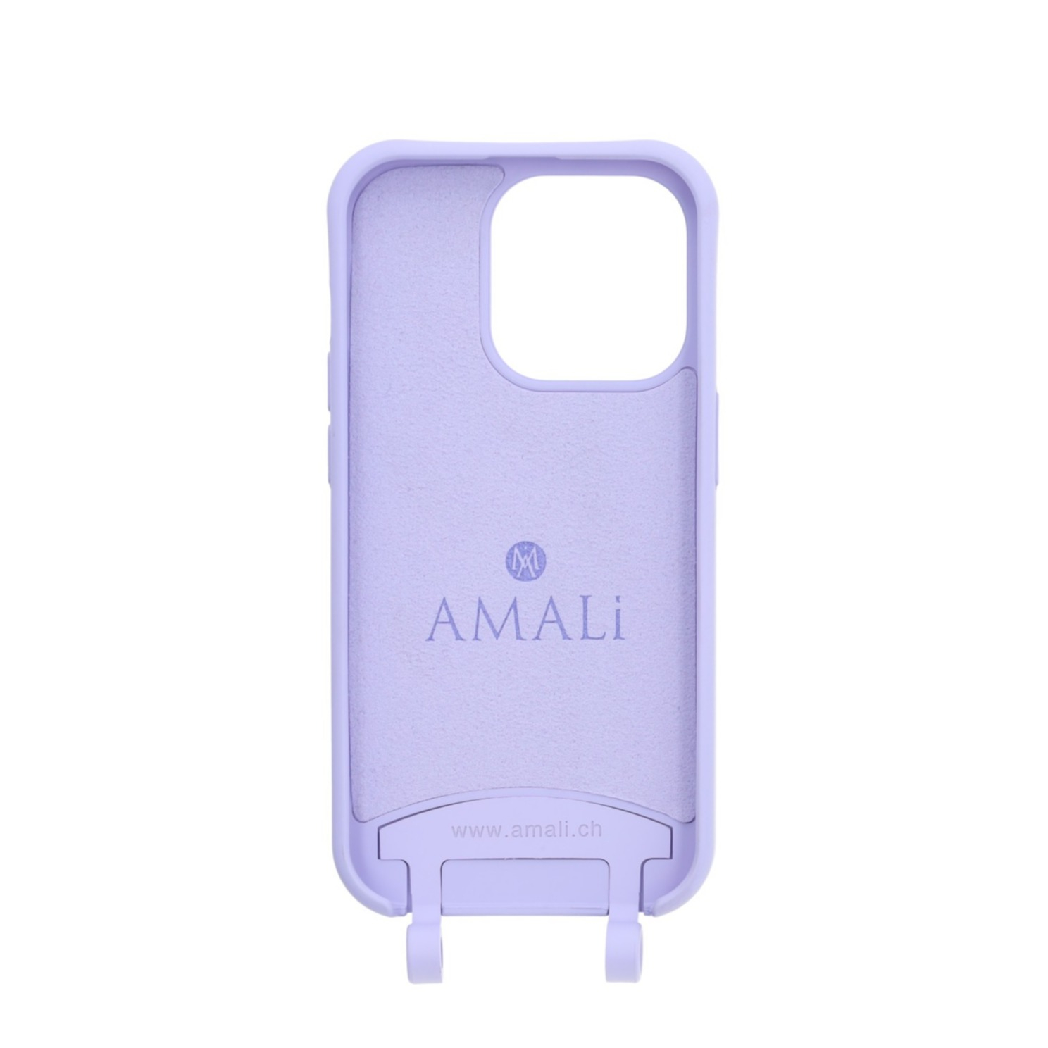 iPhone 16 Pro Handy Hülle Elegantes Case mit abnehmbarem Necklace Adapter - Lilac / Gold