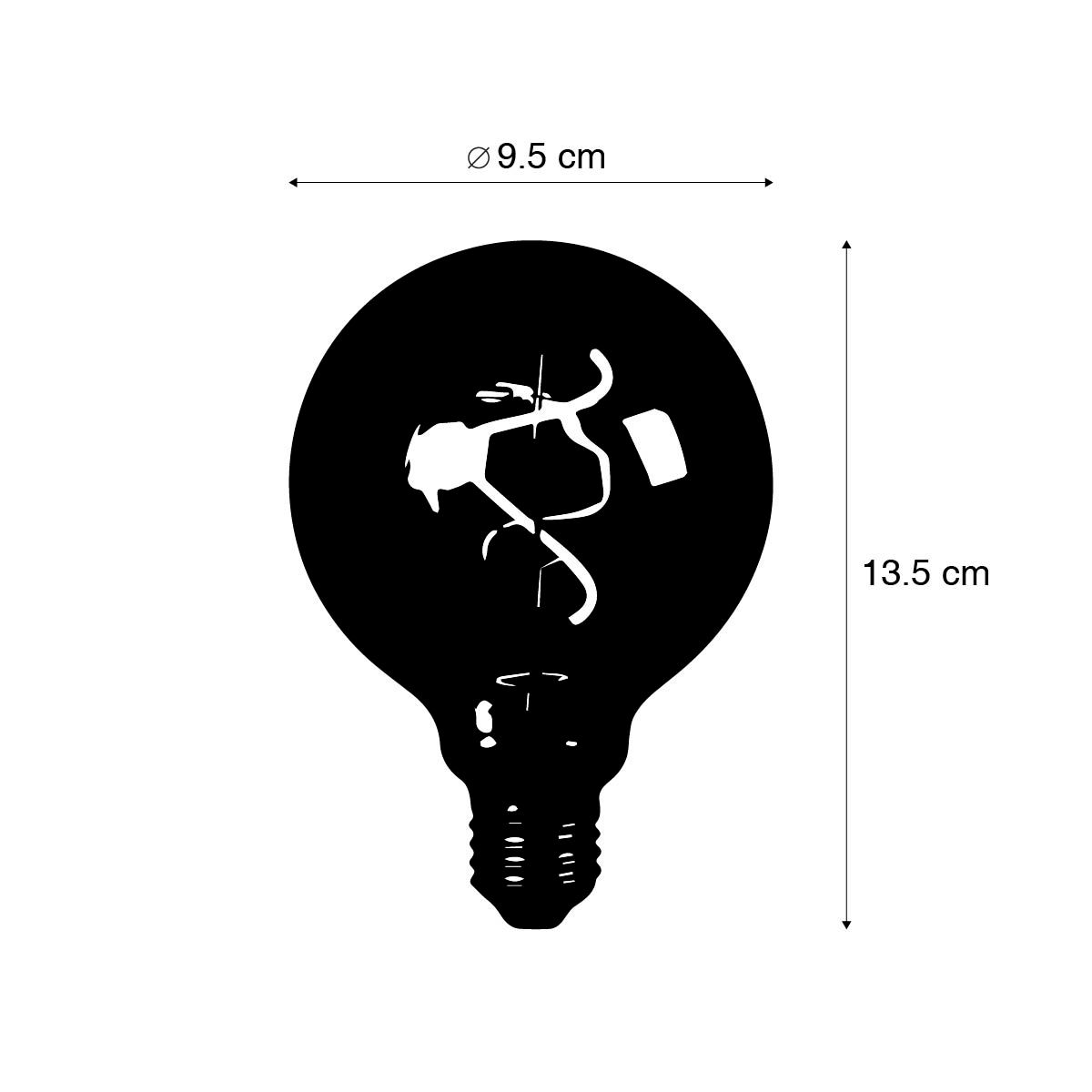 E27 dimbare LED spiraal filament lamp G95 smoke 3W 95 lm 1800K