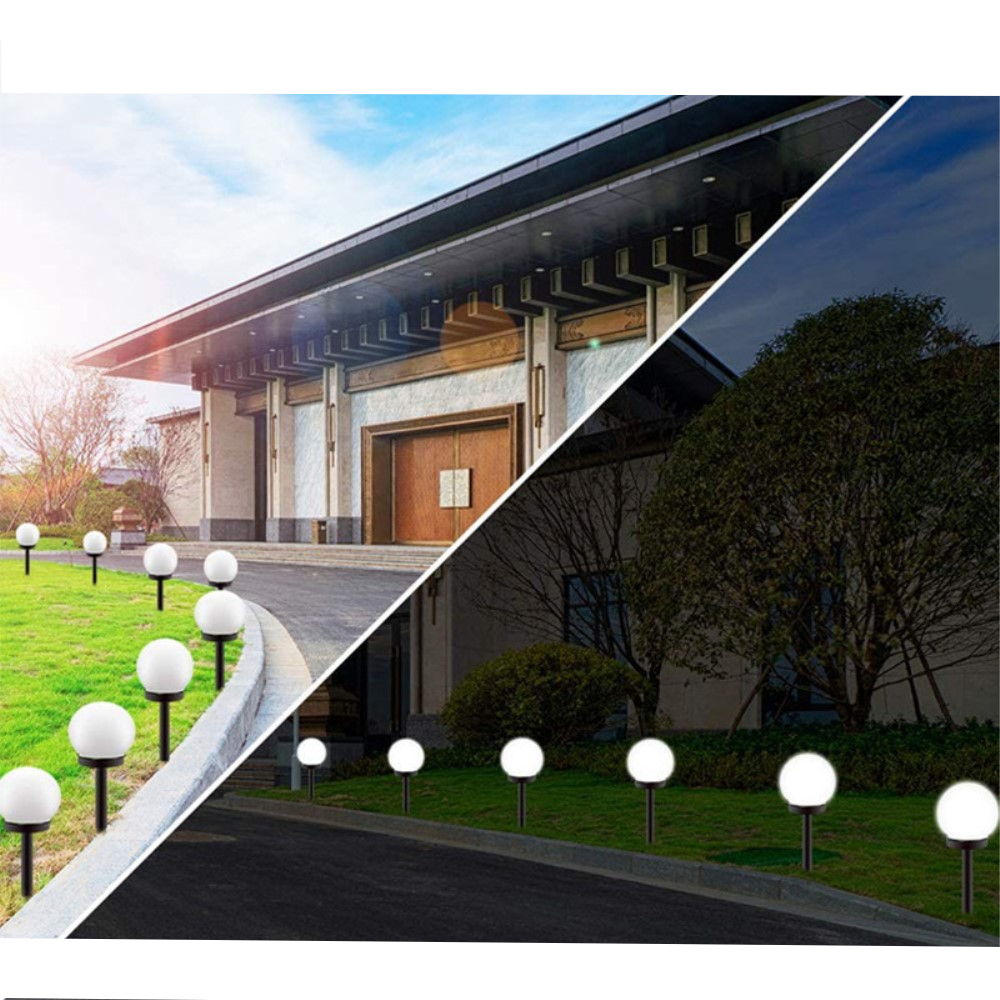 (2er Set) Runde LED Solar Lampe Outdoor Gartenleuchte mit Dämmerungssensor   Erdspiess (IP44) - Kaltweiss