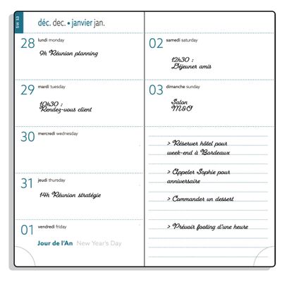 Exacompta Mini Labo Easytime - Agenda 9 X 17.5 cm - 2025 - semainier - reliure piquée - 17 Poches - papier blanc - couverture blanche - carton