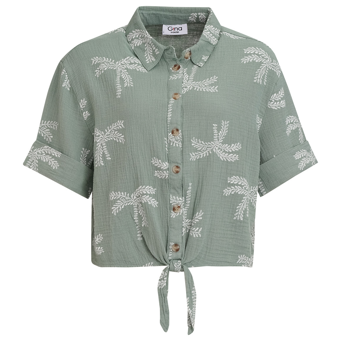 Gina Damen Musselin-Bluse mit Allover-Muster salbei