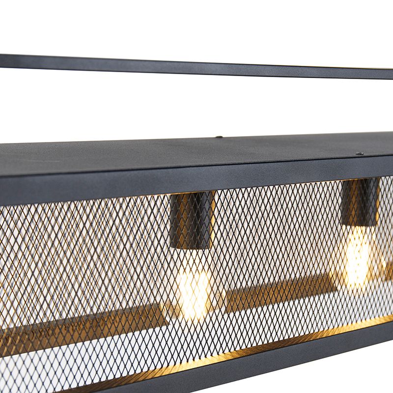 Industriële hanglamp zwart met gaas 4-lichts - Cage Rack