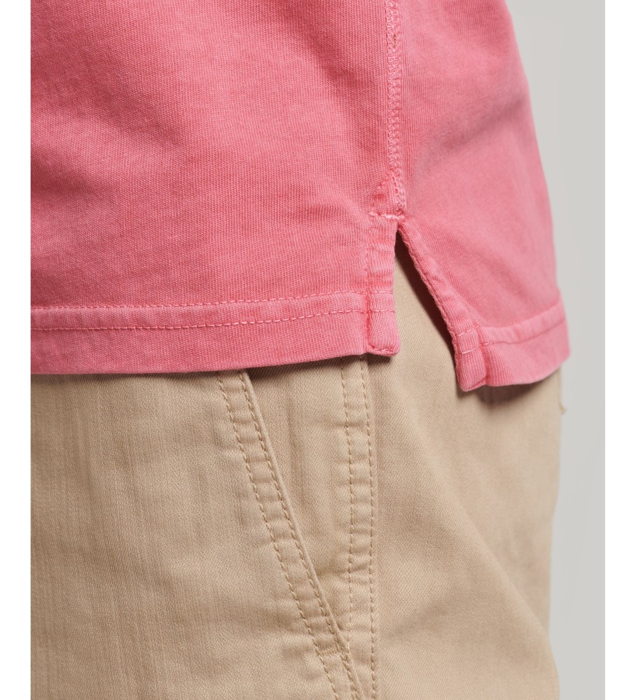 Camisa polo rosa de malha da Superdry