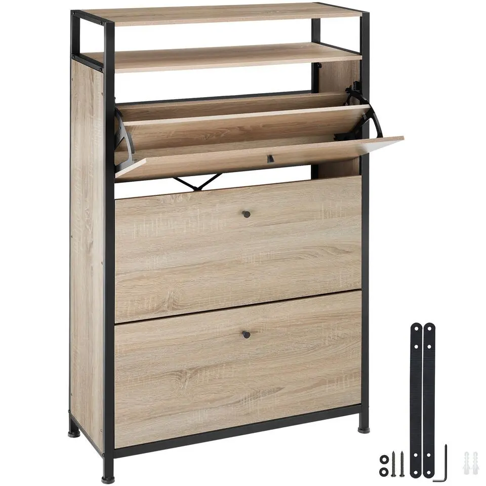tectake Schoenenkast, Industrieel Licht Hout, Eiken Sonoma
