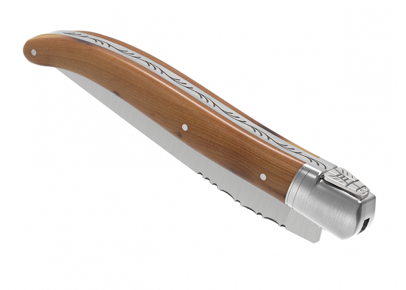 Couteau Laguiole avec un manche en bois de genévrier et 1 mitre en acier inoxydable