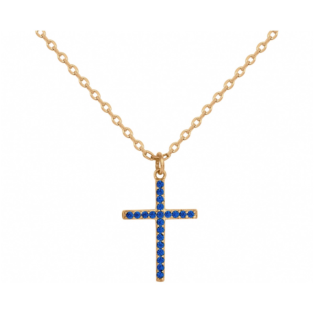 Collier en Plaqué Or avec spinelle bleu saphir