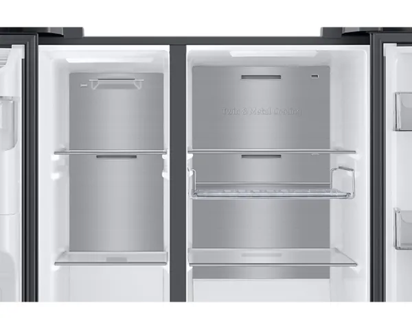 Samsung Family Hub RS6HA8891B1 - Køleskab/fryser - side-by-side med vanddispenser, isdispenser - Wi-Fi - bredde: 91.2 cm - dybde: 71.6 cm - højde: 178 cm - 614 liter - Klasse E - premium sort stål/sort