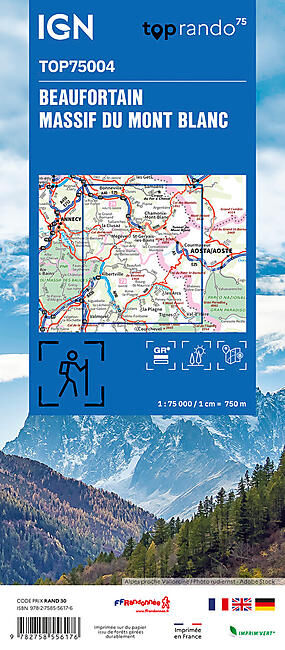 IGN - TOP75004 - BEAUFORTAIN MASSIF DU MONT BLANC IGN