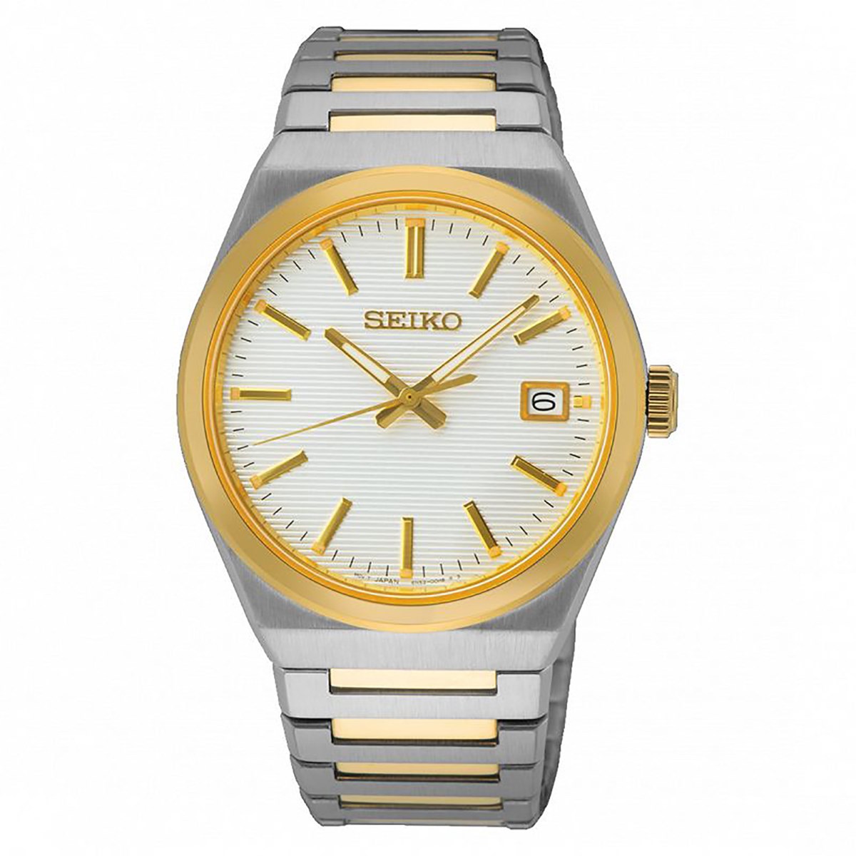 Montre Seiko classique acier bicolorebracelet intégré
