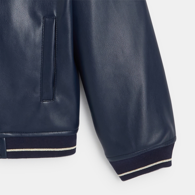 Blouson en faux cuir bleu fille