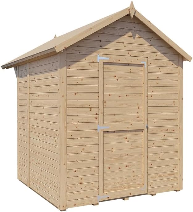 Marktstand | Verkaufsstand Holz | 177x171x243 cm | 3,1m² | Natur | mit Boden | Satteldach | Wandstärke 14mm | Dach 12mm | Fichte | Markt | Weihnachtsmarkt | Wochenmarkt | Flohmarkt | Festival