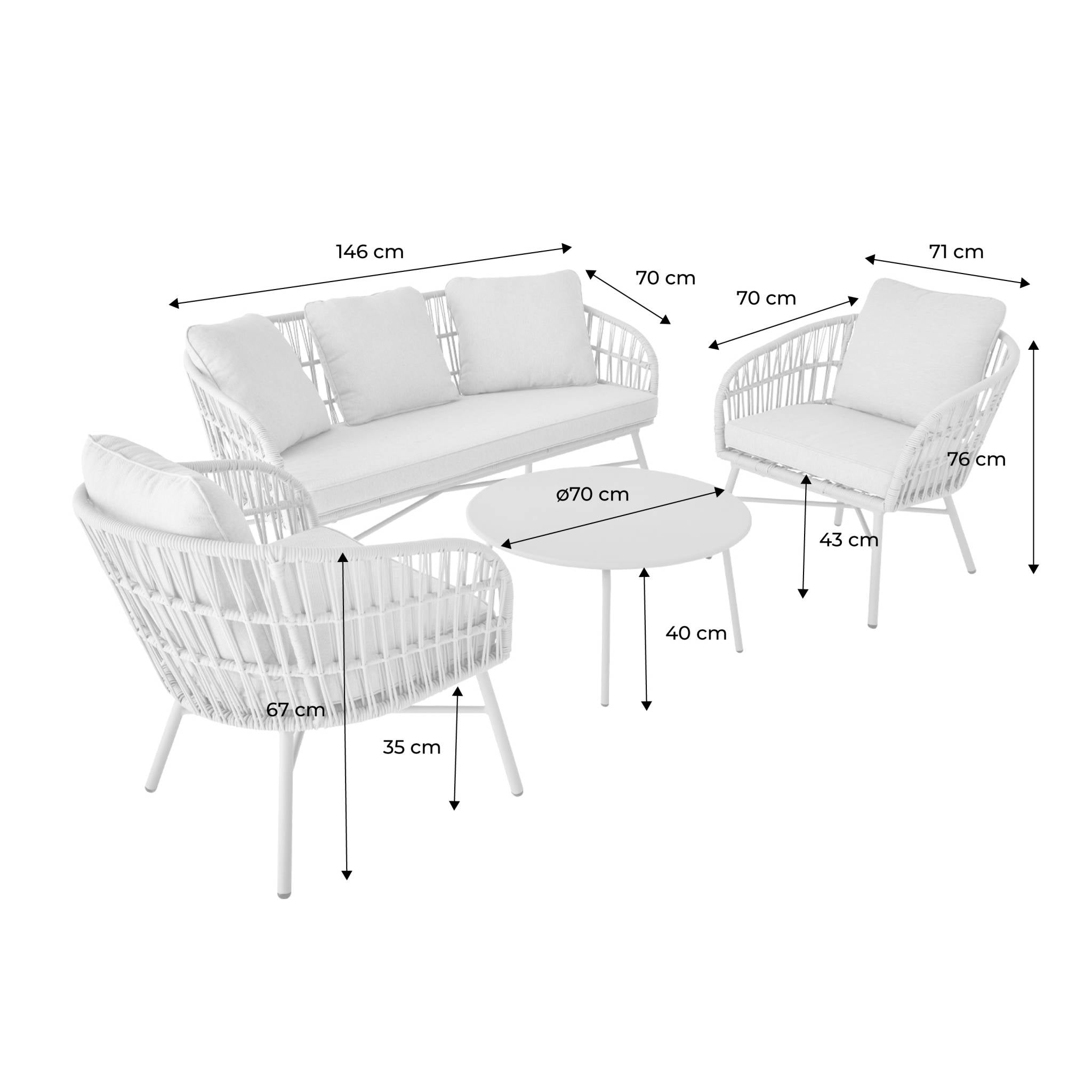 sweeek - 4-zits touw tuinset