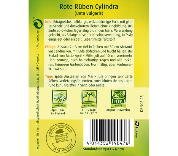 Quedlinburger Samen Rote Rübe 'Cylindra'