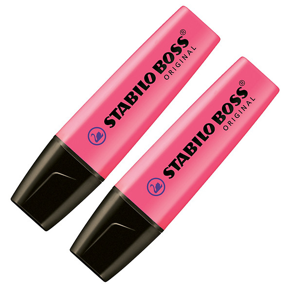 2 surligneurs Stabilo Boss Original coloris rose