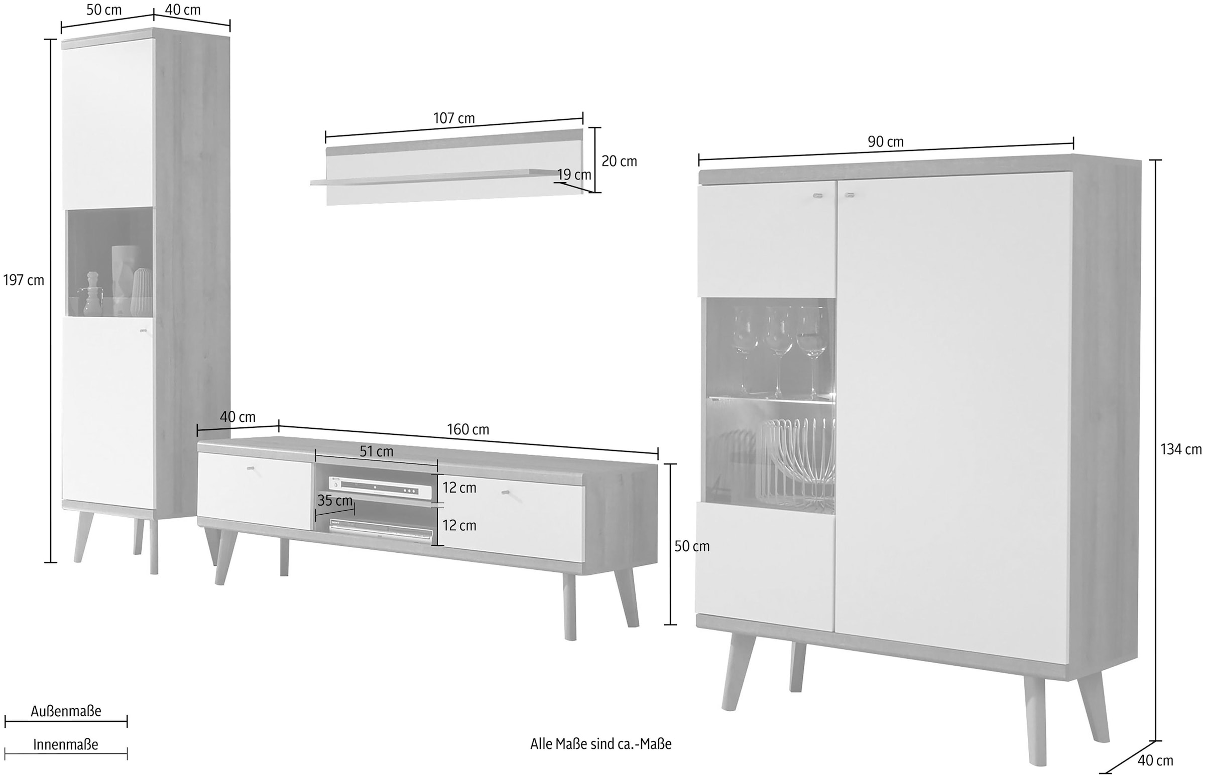 Home affaire Wohnwand »Merle« Set, 4 Stk. tlg.