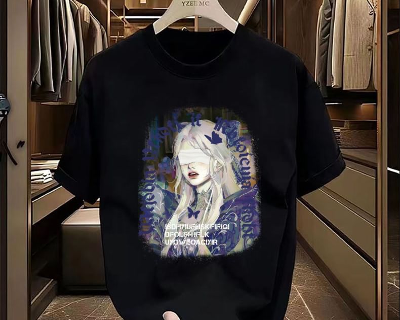 Bay Go Mall - T-shirt met ronde hals en grafische print, met elleboogmouwen