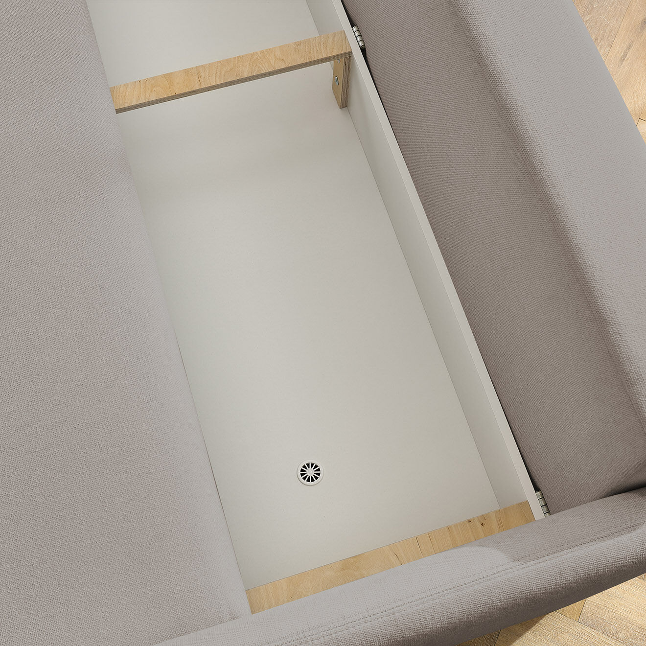 Bobochic Canapé droit convertible coffre marcel tissu lisse taupe - 211x100x86 cm