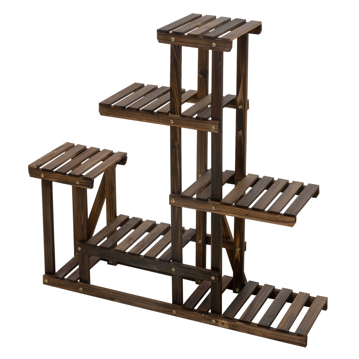 ML-Design Houten Bloemenplank, 95x27,5x96,5 cm, 6-laags plantenstandaard, 6-laags bloementrap, plantenstandaard, buitenplank voor in de tuin, bloemenstandaard voor op het balkon, woonkamer, tuin, buiten